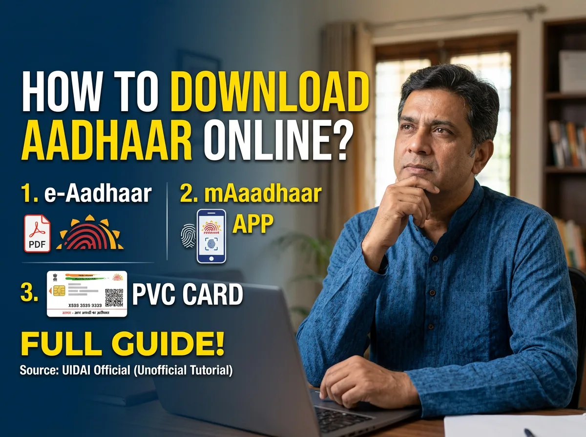 How to Download Your Aadhaar Card Online: e-Aadhaar, mAadhaar & PVC Card.