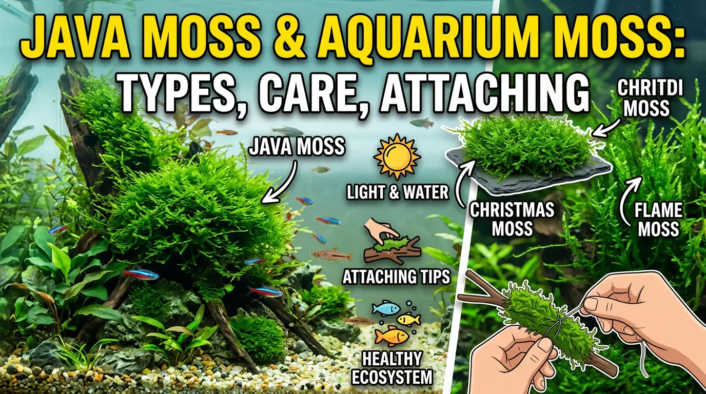 Java Moss and Aquarium Moss: Types, Care, Attaching